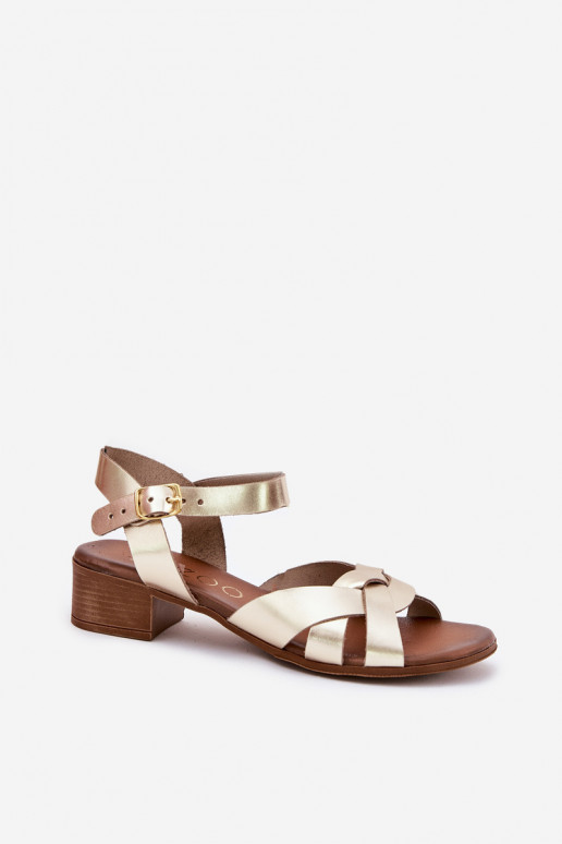 Leather sandals on a delicate heel Zazoo 40372 gold Leather sandals on a delicate heel Zazoo 40372 gold