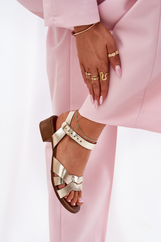 Leather sandals on a delicate heel Zazoo 40372 gold Leather sandals on a delicate heel Zazoo 40372 gold