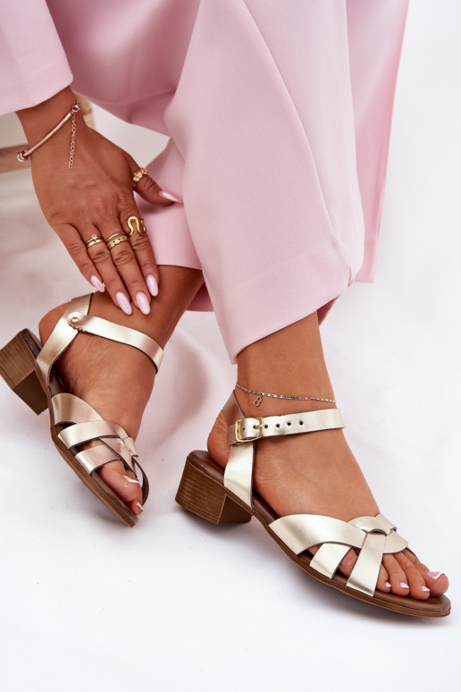 Leather sandals on a delicate heel Zazoo 40372 gold Leather sandals on a delicate heel Zazoo 40372 gold