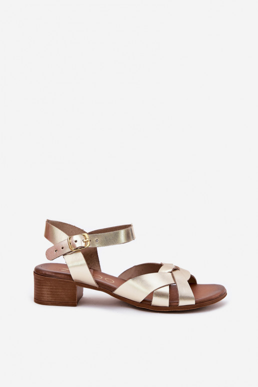 Leather sandals on a delicate heel Zazoo 40372 gold Leather sandals on a delicate heel Zazoo 40372 gold