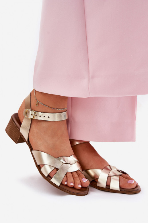 Leather sandals on a delicate heel Zazoo 40372 gold Leather sandals on a delicate heel Zazoo 40372 gold