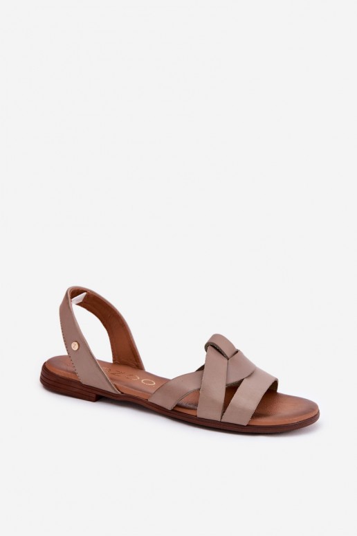 Zazoo 40185 Comfortable Leather Slip-On Sandals Dark Beige Zazoo 40185 Comfortable Leather Slip-On Sandals Dark Beige
