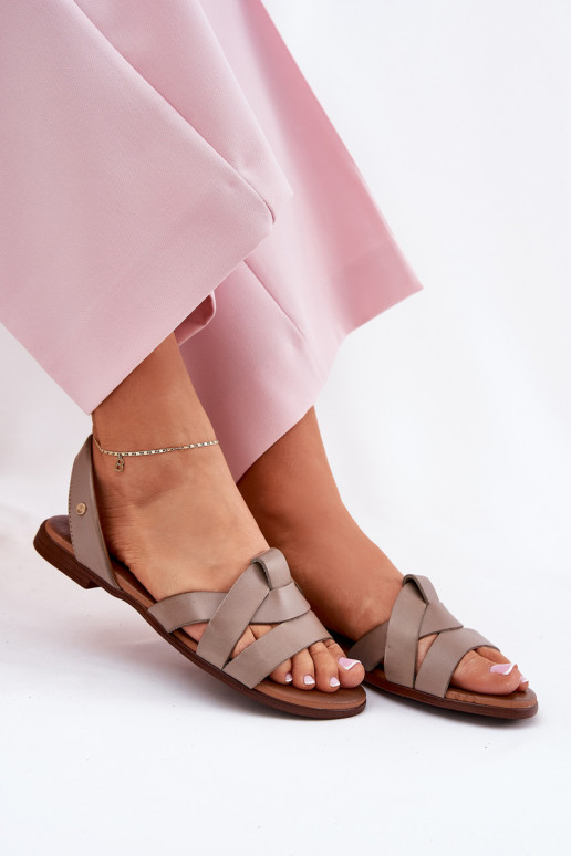 Zazoo 40185 Comfortable Leather Slip-On Sandals Dark Beige Zazoo 40185 Comfortable Leather Slip-On Sandals Dark Beige
