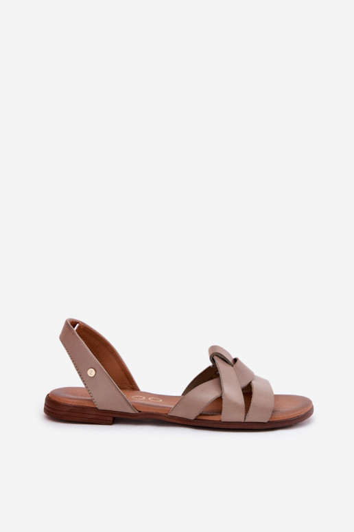 Zazoo 40185 Comfortable Leather Slip-On Sandals Dark Beige Zazoo 40185 Comfortable Leather Slip-On Sandals Dark Beige