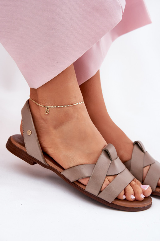 Zazoo 40185 Comfortable Leather Slip-On Sandals Dark Beige Zazoo 40185 Comfortable Leather Slip-On Sandals Dark Beige
