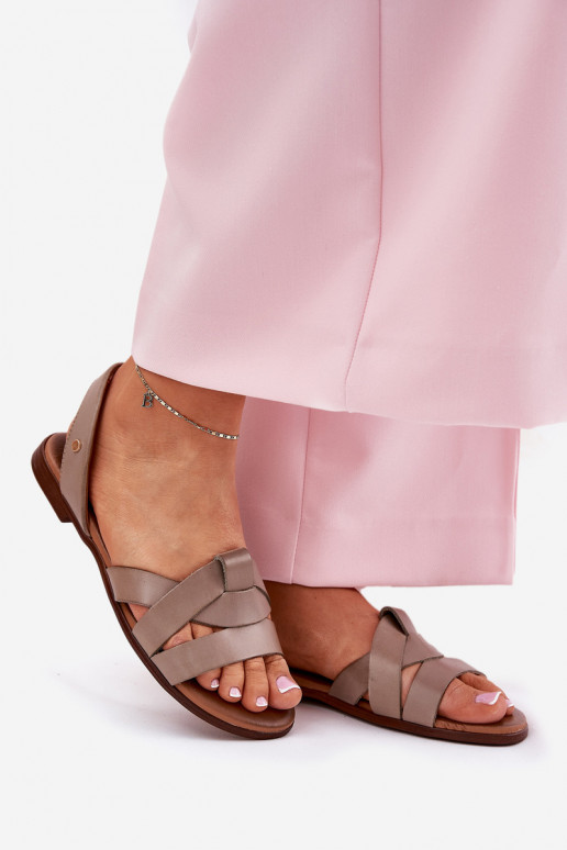 Zazoo 40185 Comfortable Leather Slip-On Sandals Dark Beige Zazoo 40185 Comfortable Leather Slip-On Sandals Dark Beige