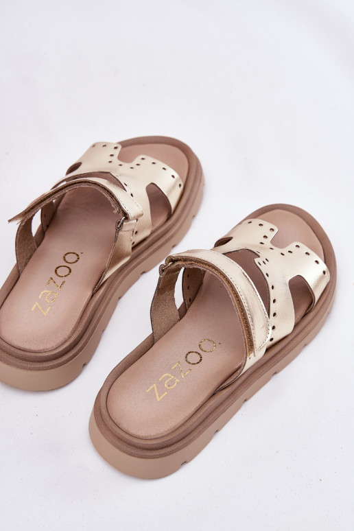 Women's Sandals Made Of Natural Leather On Platform Zazoo 40440 Golden Women's Sandals Made Of Natural Leather On Platform Zazoo 40440 Golden