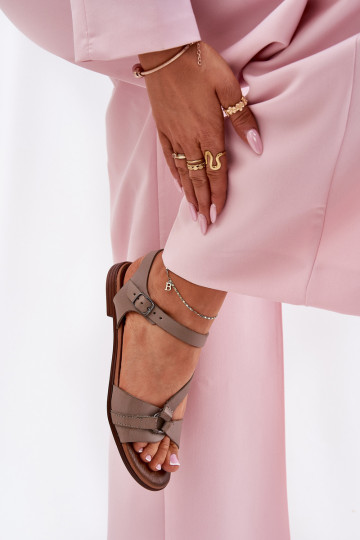 Zazoo 40182 Leather Women's Sandals Dark Beige 2