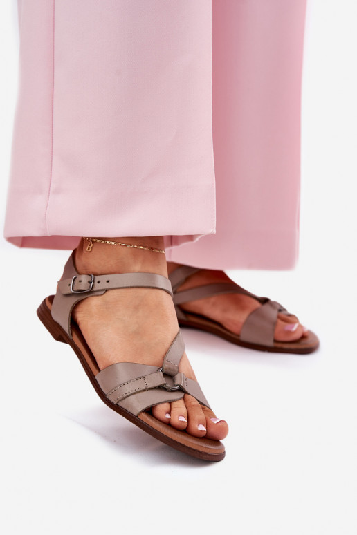 Zazoo 40182 Leather Women's Sandals Dark Beige Zazoo 40182 Leather Women's Sandals Dark Beige