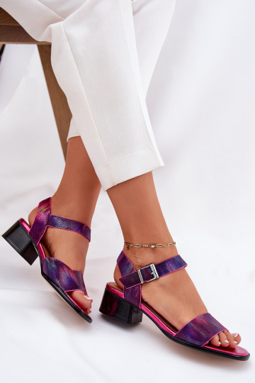 Women's Leather Sandals with Heels Maciejka 06551-15 Fuchsia