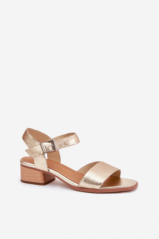 Leather Ladies Sandals With Heel Maciejka N6802-25 Gold Leather Ladies Sandals With Heel Maciejka N6802-25 Gold