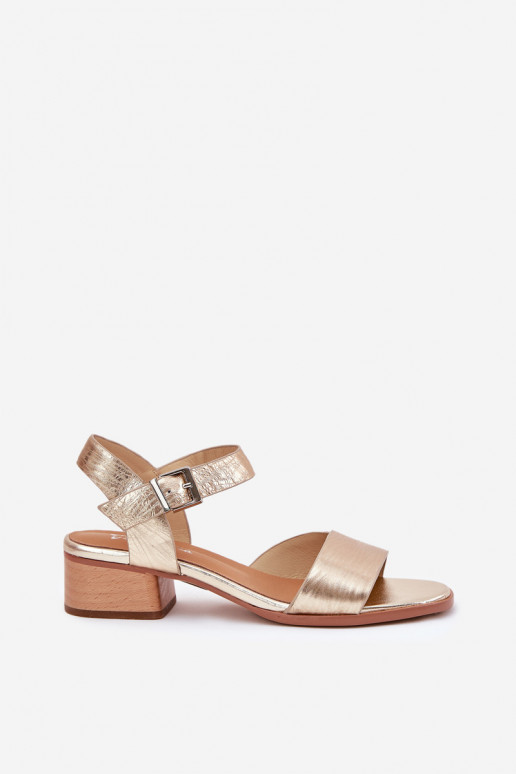 Leather Ladies Sandals With Heel Maciejka N6802-25 Gold Leather Ladies Sandals With Heel Maciejka N6802-25 Gold