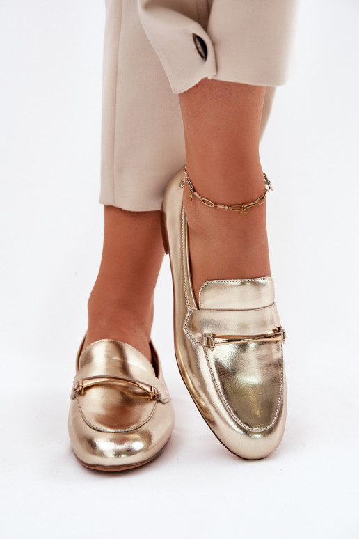 Leather Loafers Ladies Maciejka K6809-25 Gold Leather Loafers Ladies Maciejka K6809-25 Gold