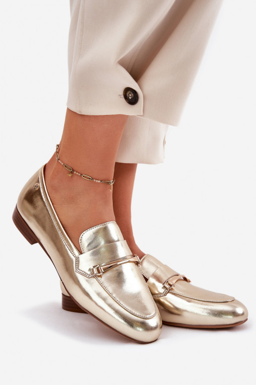 Skórzane Półbuty Mokasyny Damskie Maciejka K6809-25 Złote