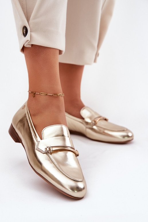 Skórzane Półbuty Mokasyny Damskie Maciejka K6809-25 Złote