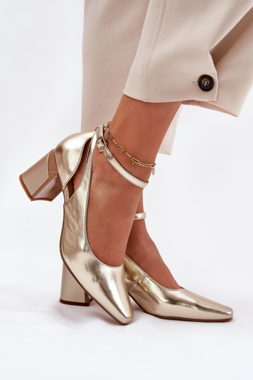 Leather Heeled Shoes Maciejka K6816-25 Gold Leather Heeled Shoes Maciejka K6816-25 Gold