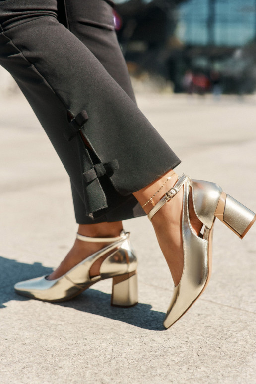 Leather Heeled Shoes Maciejka K6816-25 Gold Leather Heeled Shoes Maciejka K6816-25 Gold