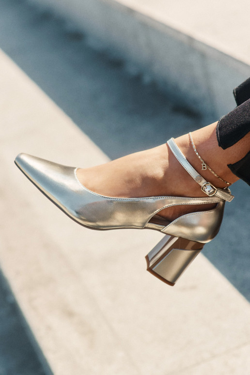 Leather Heeled Shoes Maciejka K6816-25 Gold Leather Heeled Shoes Maciejka K6816-25 Gold