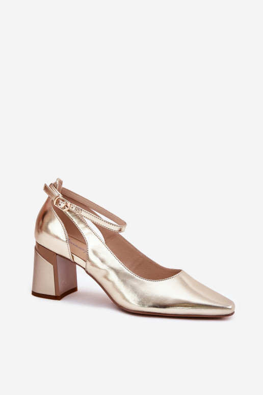 Leather Heeled Shoes Maciejka K6816-25 Gold Leather Heeled Shoes Maciejka K6816-25 Gold