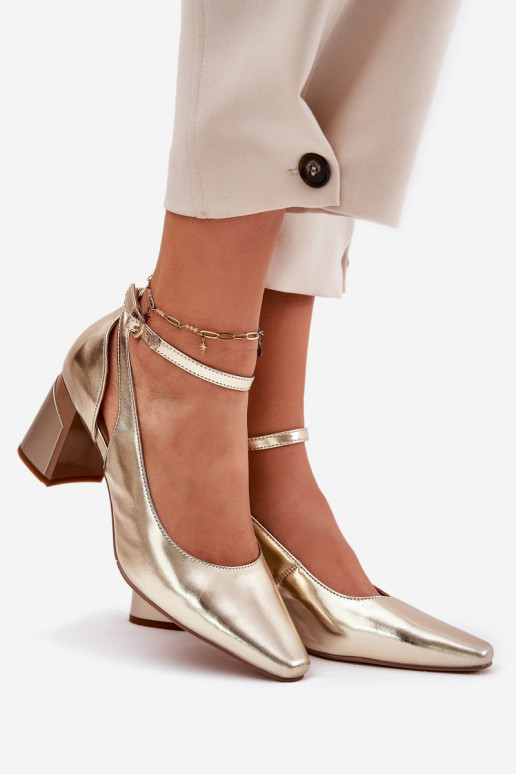Leather Heeled Shoes Maciejka K6816-25 Gold Leather Heeled Shoes Maciejka K6816-25 Gold