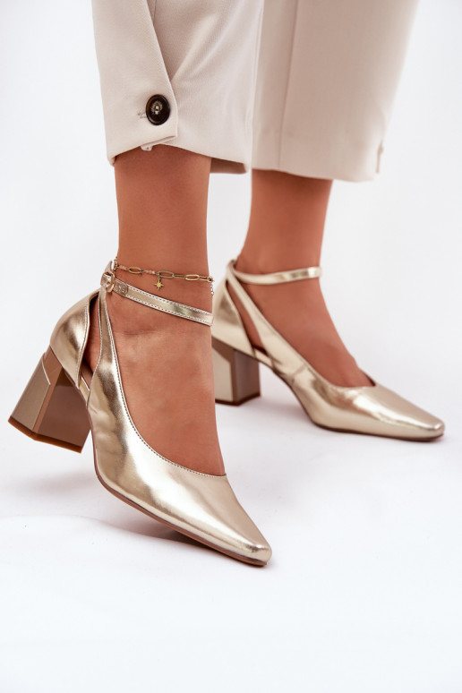 Leather Heeled Shoes Maciejka K6816-25 Gold Leather Heeled Shoes Maciejka K6816-25 Gold