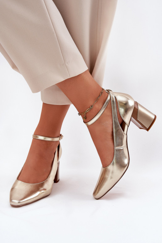 Leather Heeled Shoes Maciejka K6816-25 Gold Leather Heeled Shoes Maciejka K6816-25 Gold