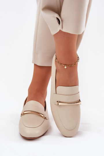 Leather Loafers Women Maciejka K6809-04 Beige