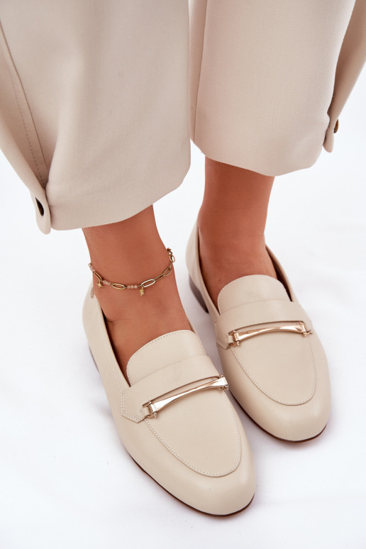 Leather Loafers Women Maciejka K6809-04 Beige Leather Loafers Women Maciejka K6809-04 Beige