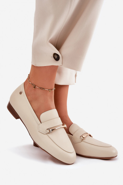 Leather Loafers Women Maciejka K6809-04 Beige Leather Loafers Women Maciejka K6809-04 Beige