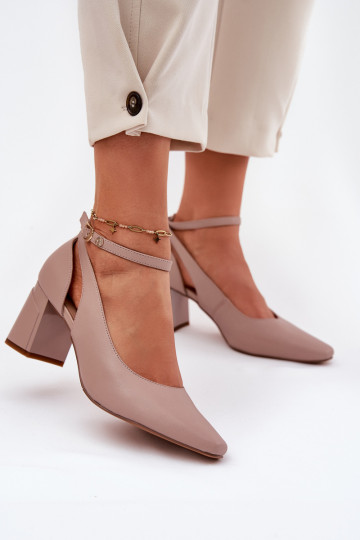 Leather Heels On A Block Heel Maciejka K6816-04 Beige 2