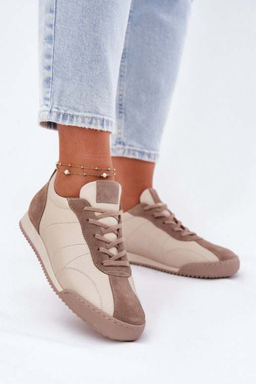 Ladies Leather Sports Shoes Beige Laura Messi 2935 Ladies Leather Sports Shoes Beige Laura Messi 2935