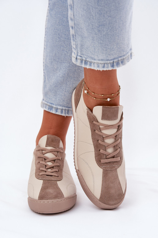 Ladies Leather Sports Shoes Beige Laura Messi 2935 Ladies Leather Sports Shoes Beige Laura Messi 2935