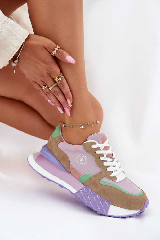 Zamszowe Sneakersy Damskie Na Platformie Big Star RR274815 HI-POLY SYSTEM Różowe