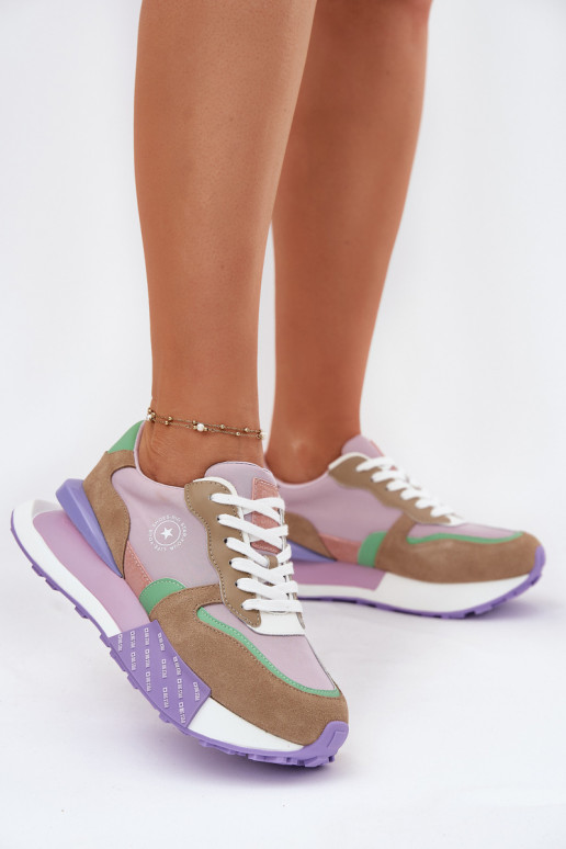 Suede Women's Sneakers On Platform Big Star RR274815 HI-POLY SYSTEM Pink