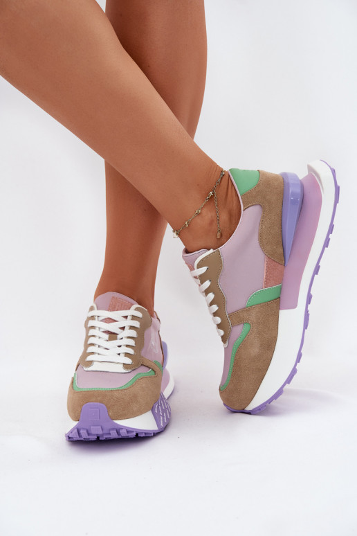 Suede Women's Sneakers On Platform Big Star RR274815 HI-POLY SYSTEM Pink