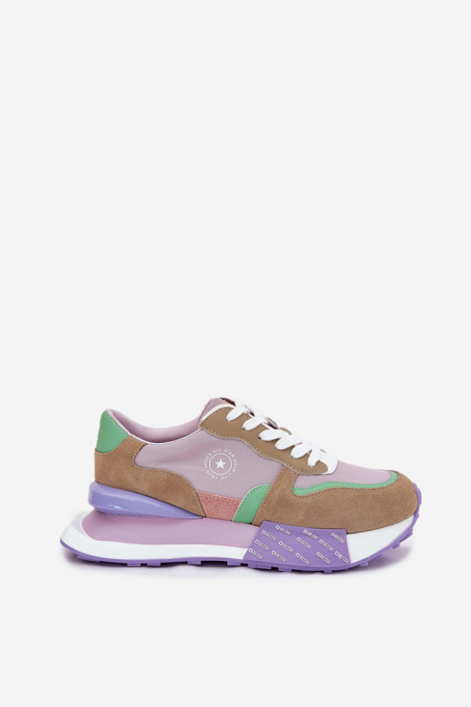 Zamszowe Sneakersy Damskie Na Platformie Big Star RR274815 HI-POLY SYSTEM Różowe