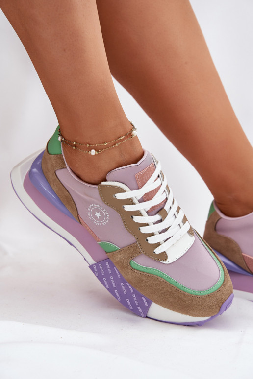 Suede Women's Sneakers On Platform Big Star RR274815 HI-POLY SYSTEM Pink