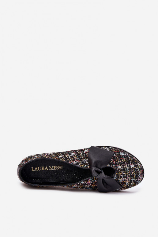 Leather Ballet Flats With Bow Laura Messi 2921 Black Leather Ballet Flats With Bow Laura Messi 2921 Black