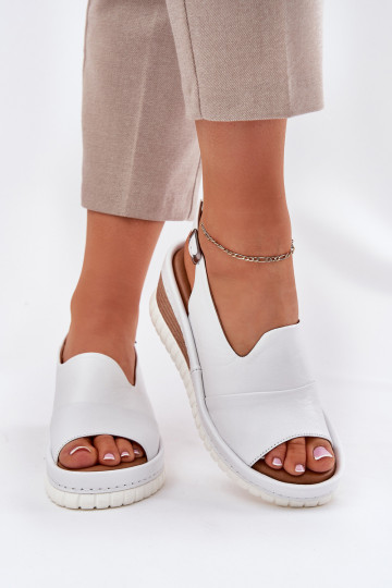 Ladies Leather Wedge Sandals Artiker White 56C0918 2