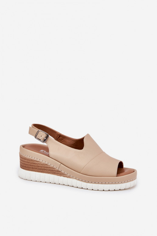 Ladies leather wedge sandals Artiker 56C0919 beige Ladies leather wedge sandals Artiker 56C0919 beige