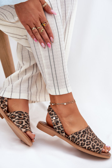 Zazoo 40327 Leather Slip-On Sandals Leopard