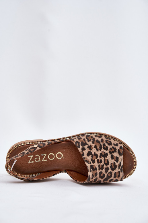 Zazoo 40327 Leather Slip-On Sandals Leopard Zazoo 40327 Leather Slip-On Sandals Leopard