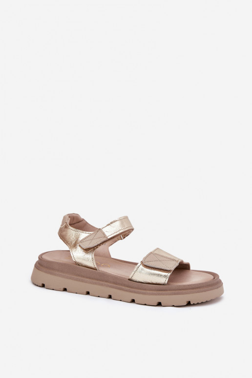 Ladies leather sandals on platform gold Zazoo 40443 Ladies leather sandals on platform gold Zazoo 40443