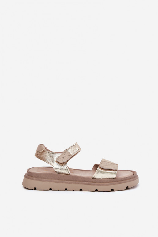 Ladies leather sandals on platform gold Zazoo 40443 Ladies leather sandals on platform gold Zazoo 40443