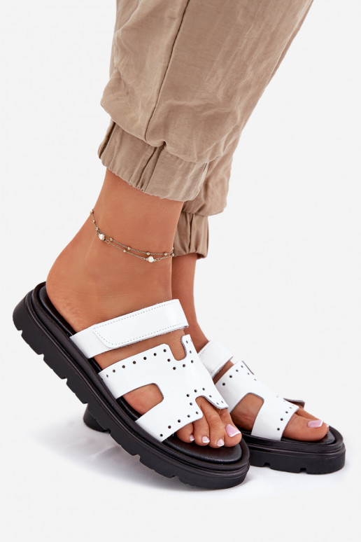 Lacquered Women's Sandals Made Of Natural Leather On Platform White Zazoo 40440 Lacquered Women's Sandals Made Of Natural Leather On Platform White Zazoo 40440