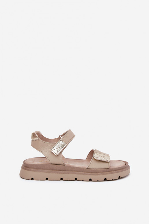 Ladies Leather Sandals On Platform Beige Zazoo 40443 Ladies Leather Sandals On Platform Beige Zazoo 40443