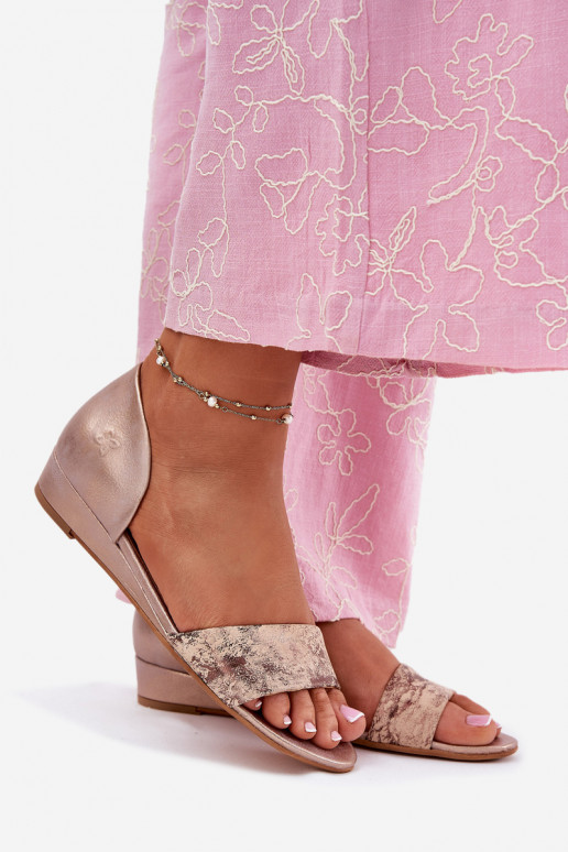 Skórzane Sandały Maciejka 01971-71 Złote