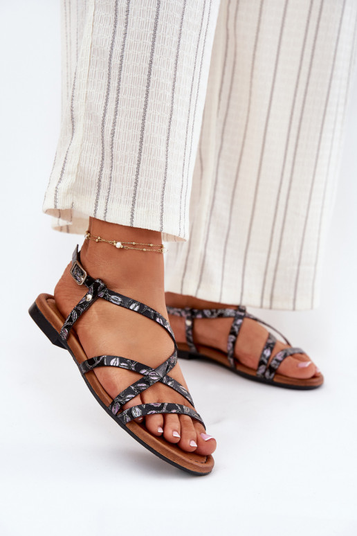 Flat Leather Sandals Women Maciejka 06635-05 Black Flat Leather Sandals Women Maciejka 06635-05 Black