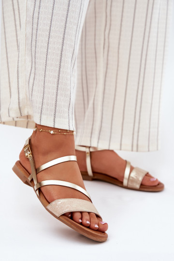 Leather Women's Sandals with Flat Heel Maciejka 06966-25 Gold 2