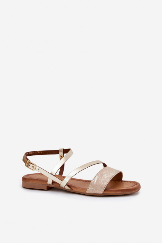 Leather Women's Sandals with Flat Heel Maciejka 06966-25 Gold Leather Women's Sandals with Flat Heel Maciejka 06966-25 Gold